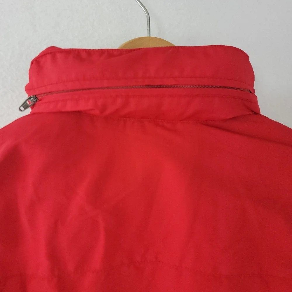 L.L Bean Kids 3 in 1 Red Gray Hide-Away Hood Wind Breaker Classic Jacket M10/12